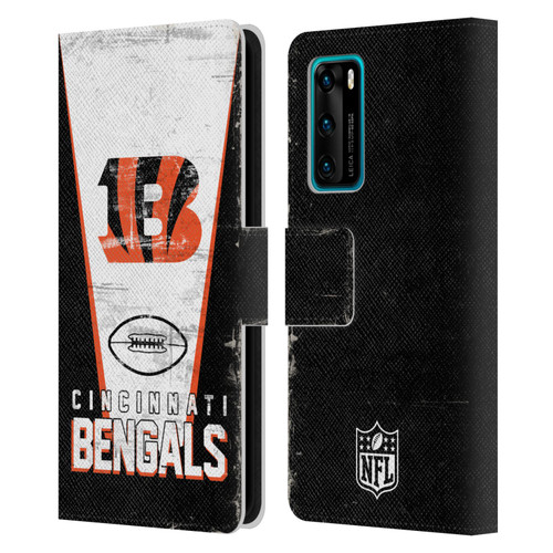 NFL Cincinnati Bengals Logo Art Banner Leather Book Wallet Case Cover For Huawei P40 5G