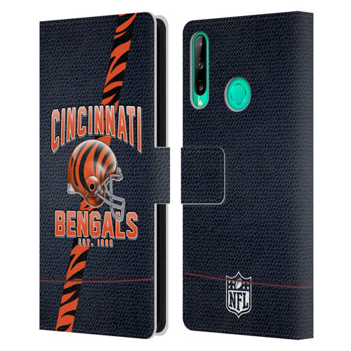 NFL Cincinnati Bengals Logo Art Football Stripes Leather Book Wallet Case Cover For Huawei P40 lite E
