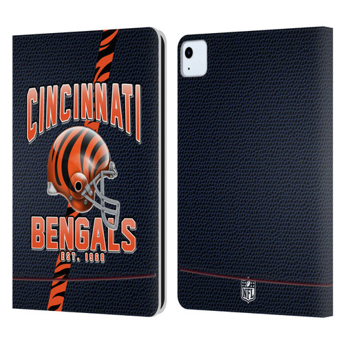 NFL Cincinnati Bengals Logo Art Football Stripes Leather Book Wallet Case Cover For Apple iPad Air 2020 / 2022