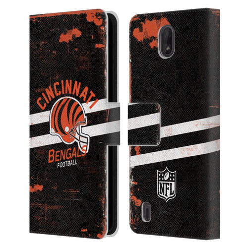 NFL Cincinnati Bengals Logo Art Helmet Distressed Leather Book Wallet Case Cover For Nokia C01 Plus/C1 2nd Edition