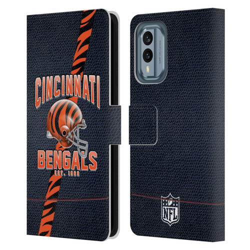NFL Cincinnati Bengals Logo Art Football Stripes Leather Book Wallet Case Cover For Nokia X30