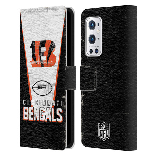 NFL Cincinnati Bengals Logo Art Banner Leather Book Wallet Case Cover For OnePlus 9 Pro