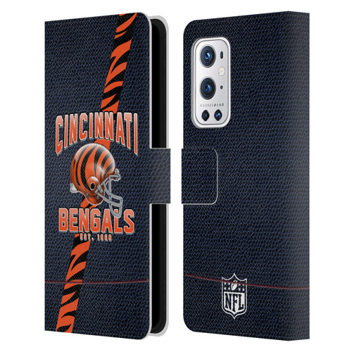 NFL Cincinnati Bengals Logo Art Football Stripes Leather Book Wallet Case Cover For OnePlus 9 Pro