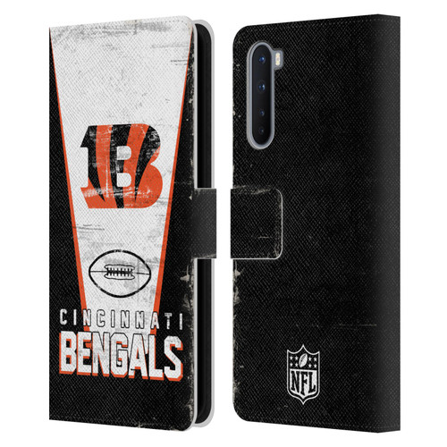NFL Cincinnati Bengals Logo Art Banner Leather Book Wallet Case Cover For OnePlus Nord 5G