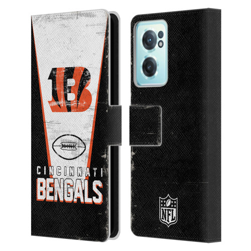 NFL Cincinnati Bengals Logo Art Banner Leather Book Wallet Case Cover For OnePlus Nord CE 2 5G