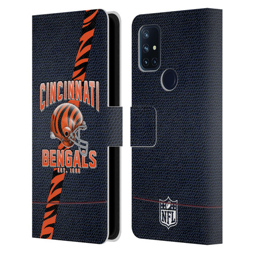 NFL Cincinnati Bengals Logo Art Football Stripes Leather Book Wallet Case Cover For OnePlus Nord N10 5G