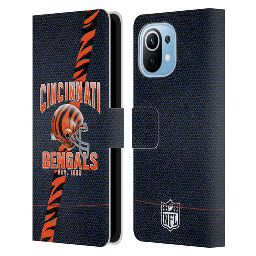 NFL Cincinnati Bengals Logo Art Football Stripes Leather Book Wallet Case Cover For Xiaomi Mi 11