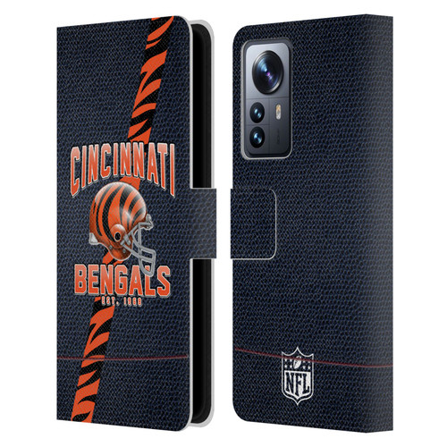 NFL Cincinnati Bengals Logo Art Football Stripes Leather Book Wallet Case Cover For Xiaomi 12 Pro