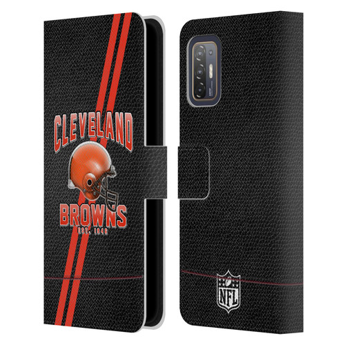 NFL Cleveland Browns Logo Art Football Stripes Leather Book Wallet Case Cover For HTC Desire 21 Pro 5G