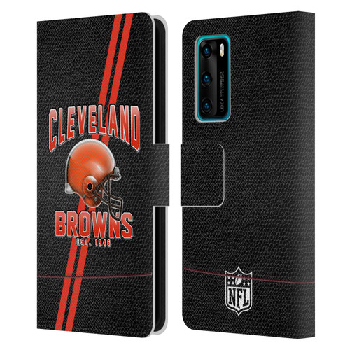 NFL Cleveland Browns Logo Art Football Stripes Leather Book Wallet Case Cover For Huawei P40 5G