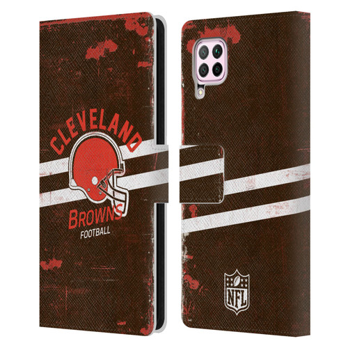 NFL Cleveland Browns Logo Art Helmet Distressed Leather Book Wallet Case Cover For Huawei Nova 6 SE / P40 Lite