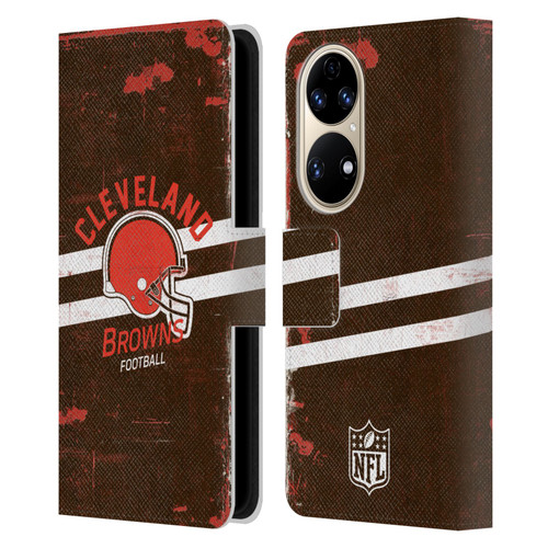 NFL Cleveland Browns Logo Art Helmet Distressed Leather Book Wallet Case Cover For Huawei P50