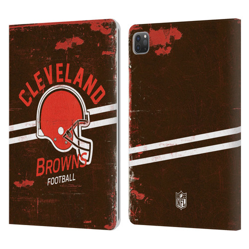 NFL Cleveland Browns Logo Art Helmet Distressed Leather Book Wallet Case Cover For Apple iPad Pro 11 2020 / 2021 / 2022