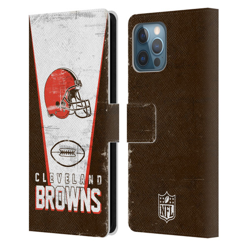 NFL Cleveland Browns Logo Art Banner Leather Book Wallet Case Cover For Apple iPhone 12 Pro Max