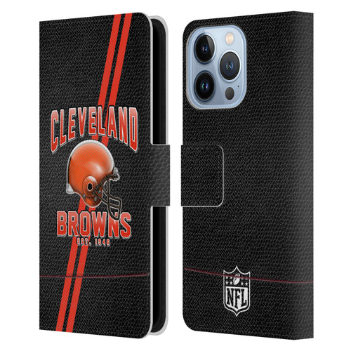 NFL Cleveland Browns Logo Art Football Stripes Leather Book Wallet Case Cover For Apple iPhone 13 Pro