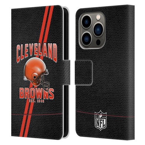 NFL Cleveland Browns Logo Art Football Stripes Leather Book Wallet Case Cover For Apple iPhone 14 Pro