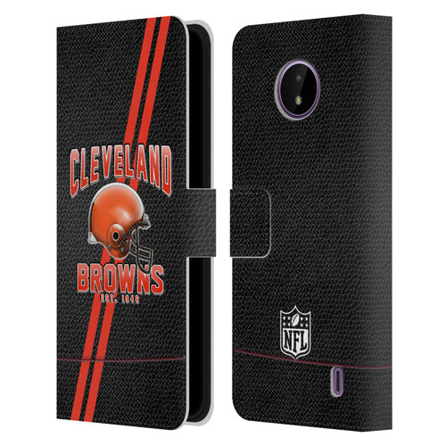 NFL Cleveland Browns Logo Art Football Stripes Leather Book Wallet Case Cover For Nokia C10 / C20