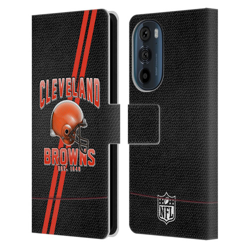 NFL Cleveland Browns Logo Art Football Stripes Leather Book Wallet Case Cover For Motorola Edge 30
