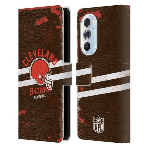 NFL Cleveland Browns Logo Art Helmet Distressed Leather Book Wallet Case Cover For Motorola Edge X30