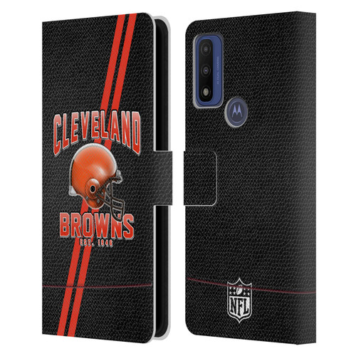 NFL Cleveland Browns Logo Art Football Stripes Leather Book Wallet Case Cover For Motorola G Pure