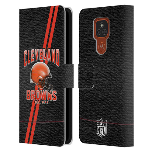 NFL Cleveland Browns Logo Art Football Stripes Leather Book Wallet Case Cover For Motorola Moto E7 Plus