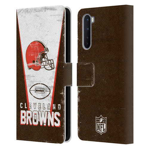NFL Cleveland Browns Logo Art Banner Leather Book Wallet Case Cover For OnePlus Nord 5G