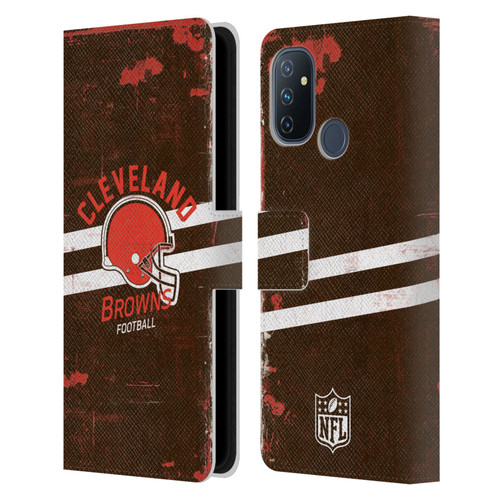 NFL Cleveland Browns Logo Art Helmet Distressed Leather Book Wallet Case Cover For OnePlus Nord N100