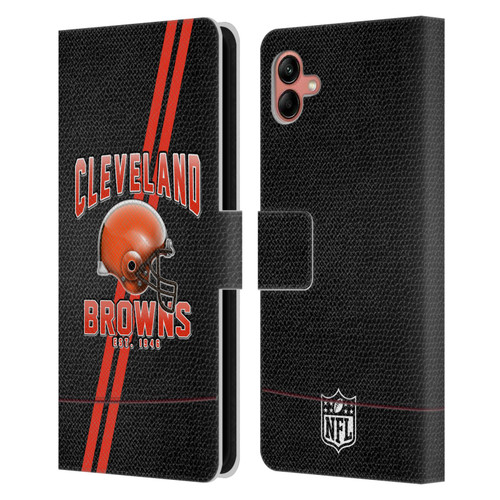 NFL Cleveland Browns Logo Art Football Stripes Leather Book Wallet Case Cover For Samsung Galaxy A04 (2022)