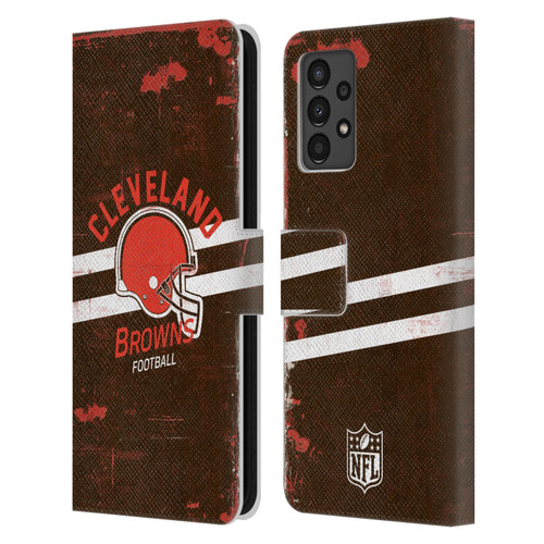 NFL Cleveland Browns Logo Art Helmet Distressed Leather Book Wallet Case Cover For Samsung Galaxy A13 (2022)