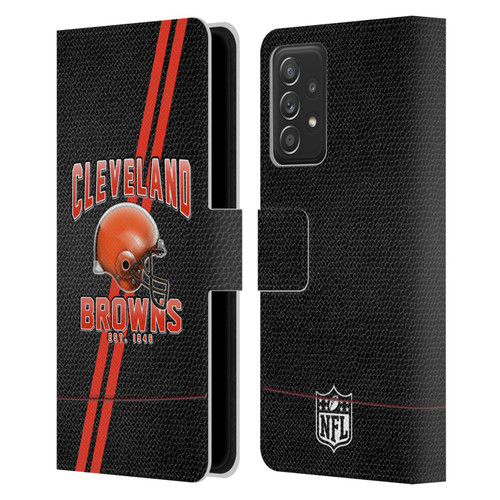 NFL Cleveland Browns Logo Art Football Stripes Leather Book Wallet Case Cover For Samsung Galaxy A52 / A52s / 5G (2021)