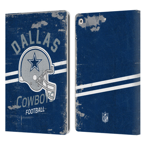 NFL Dallas Cowboys Logo Art Helmet Distressed Leather Book Wallet Case Cover For Apple iPad 10.2 2019/2020/2021