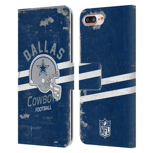 NFL Dallas Cowboys Logo Art Helmet Distressed Leather Book Wallet Case Cover For Apple iPhone 7 Plus / iPhone 8 Plus