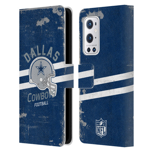 NFL Dallas Cowboys Logo Art Helmet Distressed Leather Book Wallet Case Cover For OnePlus 9 Pro