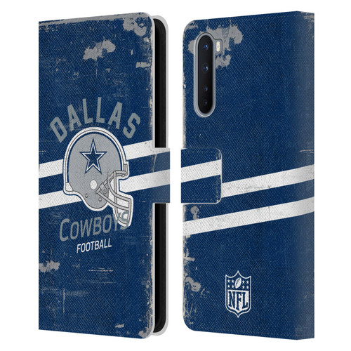 NFL Dallas Cowboys Logo Art Helmet Distressed Leather Book Wallet Case Cover For OnePlus Nord 5G
