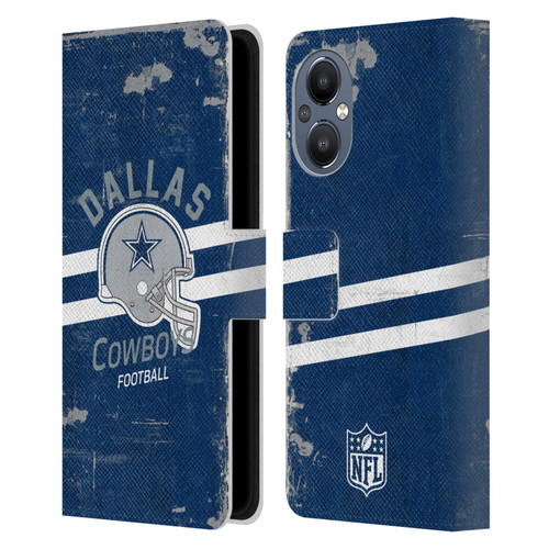 NFL Dallas Cowboys Logo Art Helmet Distressed Leather Book Wallet Case Cover For OnePlus Nord N20 5G