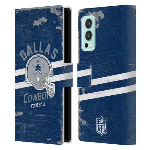 NFL Dallas Cowboys Logo Art Helmet Distressed Leather Book Wallet Case Cover For OnePlus Nord 2 5G