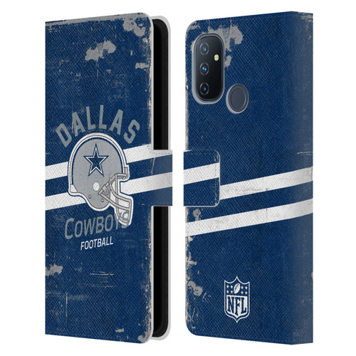 NFL Dallas Cowboys Logo Art Helmet Distressed Leather Book Wallet Case Cover For OnePlus Nord N100
