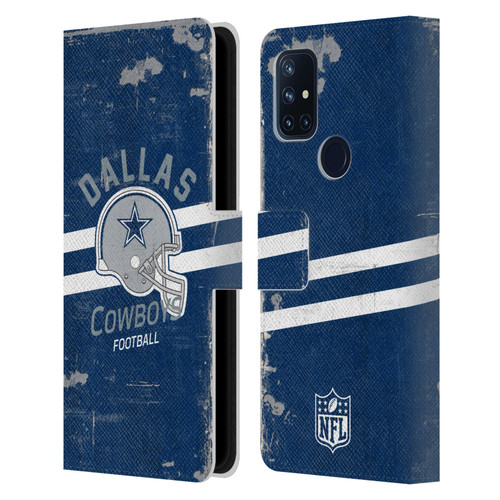 NFL Dallas Cowboys Logo Art Helmet Distressed Leather Book Wallet Case Cover For OnePlus Nord N10 5G