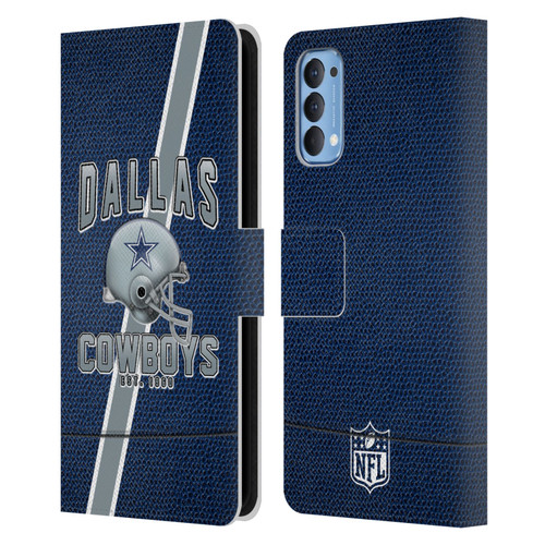 NFL Dallas Cowboys Logo Art Football Stripes Leather Book Wallet Case Cover For OPPO Reno 4 5G