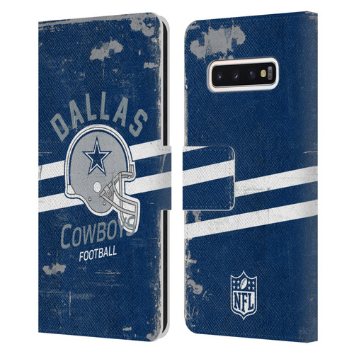 NFL Dallas Cowboys Logo Art Helmet Distressed Leather Book Wallet Case Cover For Samsung Galaxy S10