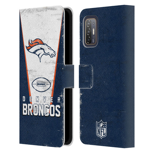 NFL Denver Broncos Logo Art Banner Leather Book Wallet Case Cover For HTC Desire 21 Pro 5G