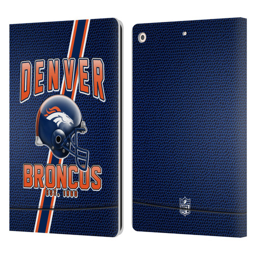 NFL Denver Broncos Logo Art Football Stripes Leather Book Wallet Case Cover For Apple iPad 10.2 2019/2020/2021