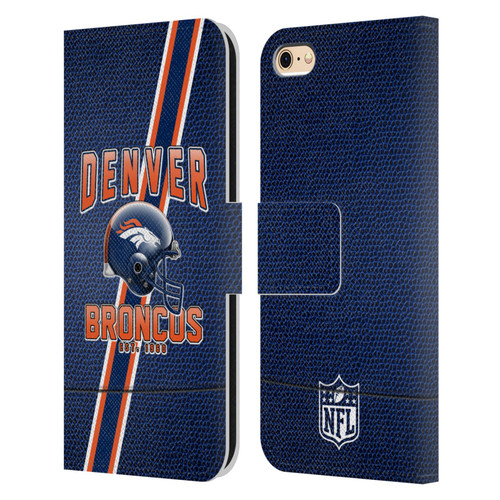 NFL Denver Broncos Logo Art Football Stripes Leather Book Wallet Case Cover For Apple iPhone 6 / iPhone 6s