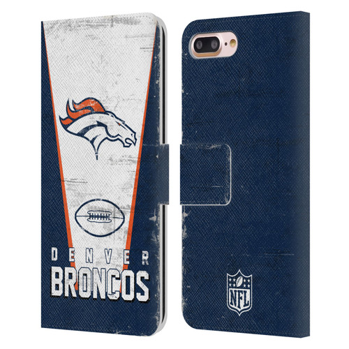 NFL Denver Broncos Logo Art Banner Leather Book Wallet Case Cover For Apple iPhone 7 Plus / iPhone 8 Plus