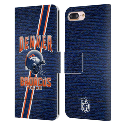 NFL Denver Broncos Logo Art Football Stripes Leather Book Wallet Case Cover For Apple iPhone 7 Plus / iPhone 8 Plus