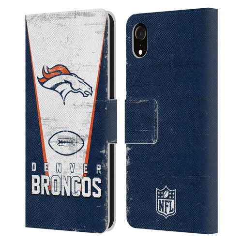 NFL Denver Broncos Logo Art Banner Leather Book Wallet Case Cover For Apple iPhone XR