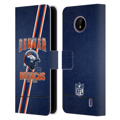 NFL Denver Broncos Logo Art Football Stripes Leather Book Wallet Case Cover For Nokia C10 / C20