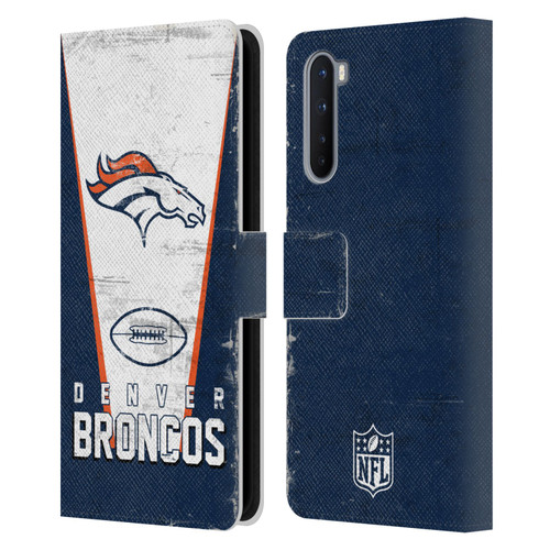NFL Denver Broncos Logo Art Banner Leather Book Wallet Case Cover For OnePlus Nord 5G