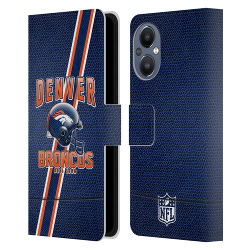 NFL Denver Broncos Logo Art Football Stripes Leather Book Wallet Case Cover For OnePlus Nord N20 5G