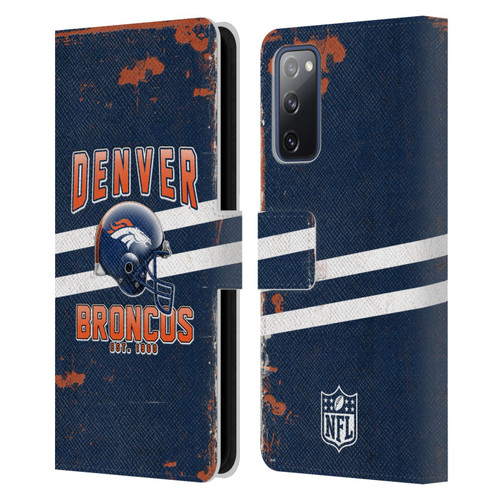 NFL Denver Broncos Logo Art Helmet Distressed Leather Book Wallet Case Cover For Samsung Galaxy S20 FE / 5G
